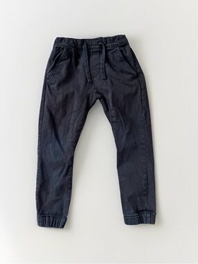 Lindex Sz 5-6 Boys Black Jeans Joggers Adjustable Waist Bought In Sweden